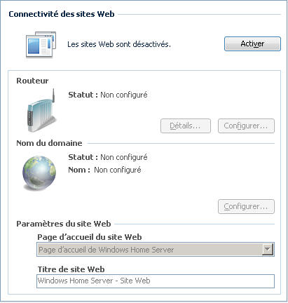 Windows Home Server site web