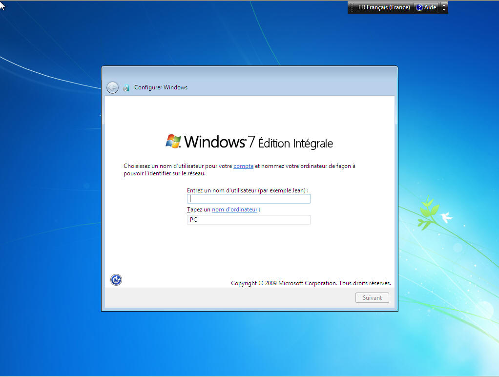 Windows 7 compte de PC