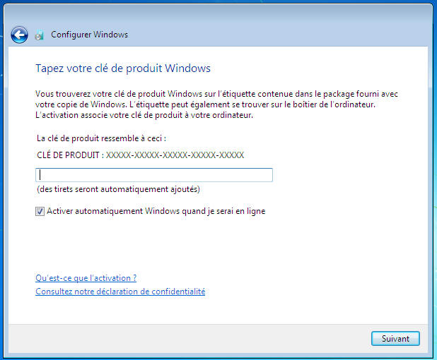 Windows 7 - Clef de produit