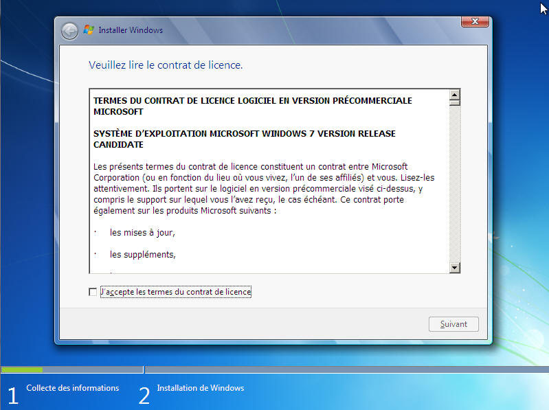 Windows 7 -Contrat de licence